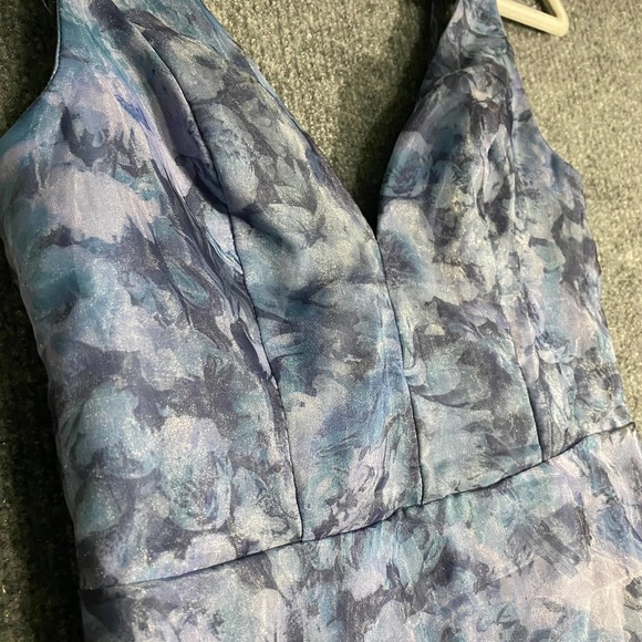 Lulus Mini Dress XS Blue Floral Organza Imagine Romance A-Line Party - Picture 6 of 14